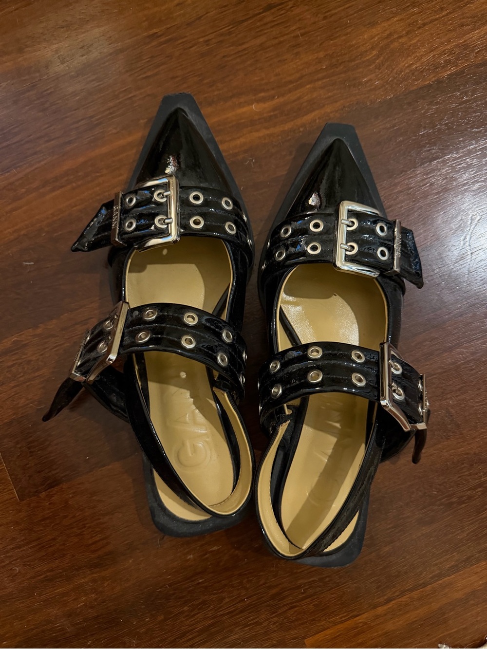 Ganni buckle flats